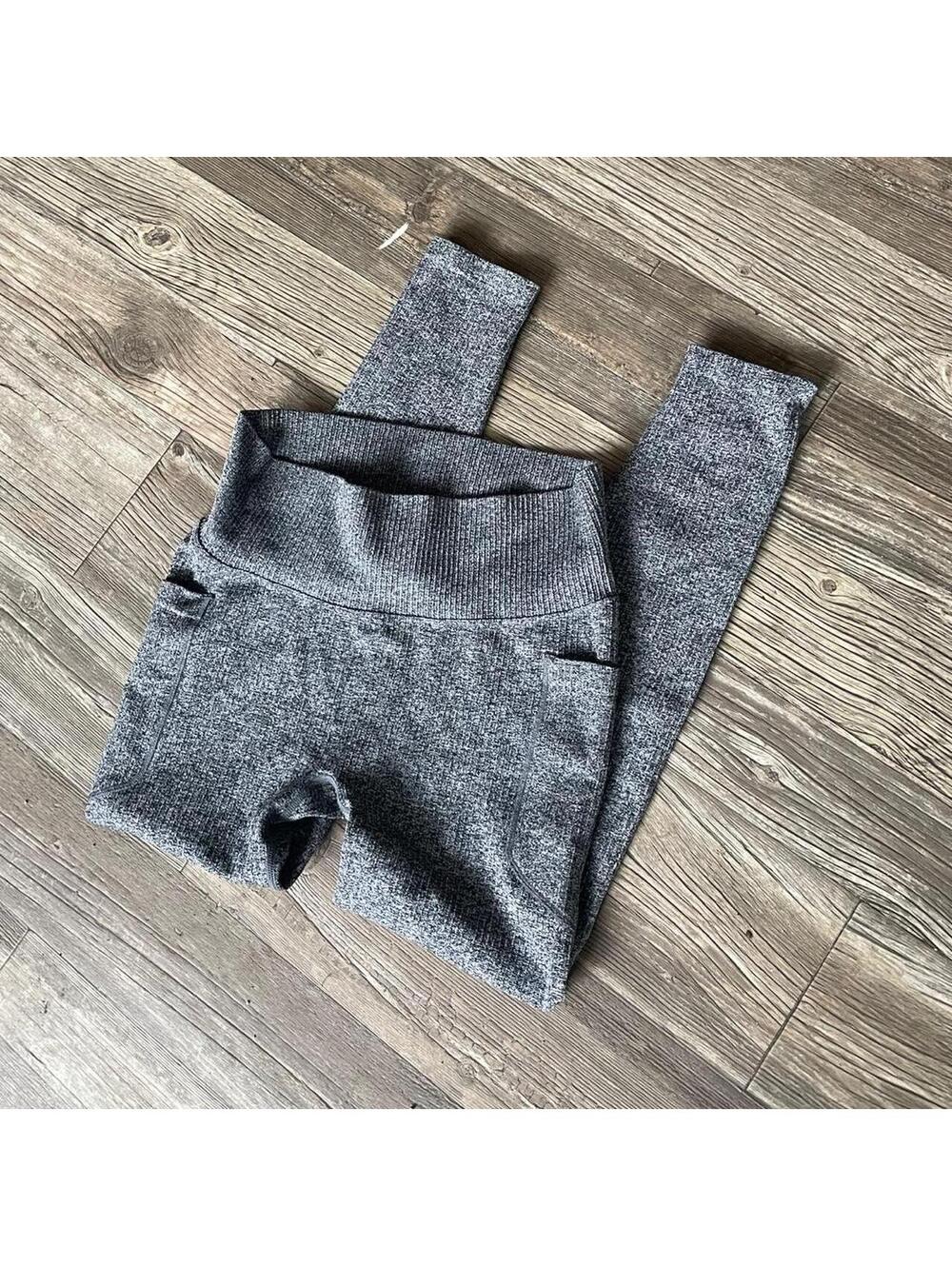 Grey High-Waisted Women's Sweatpants with Pockets